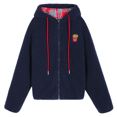 落落狷介连帽毛毛外套女