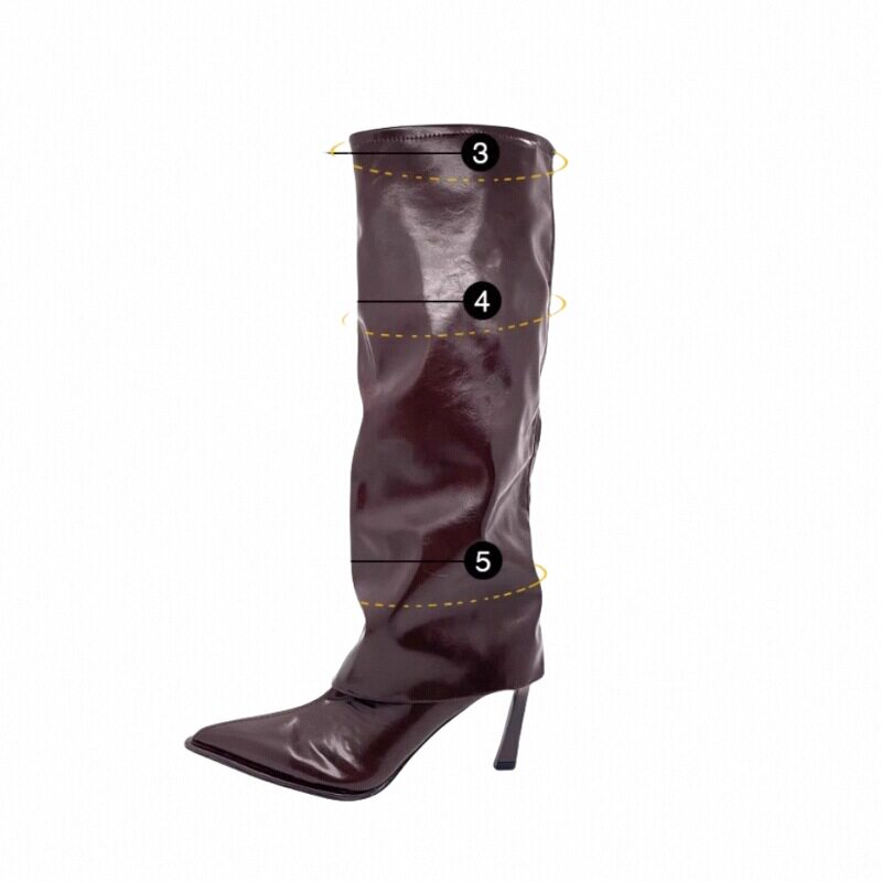 时髦精骑士靴漆皮长靴尖头裤管靴细跟高筒不过膝高跟长筒靴女秋冬