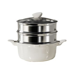 钛陶瓷蒸锅家用2026新款双层大容量蒸鱼馒头蒸煮一体汤锅燃气灶X