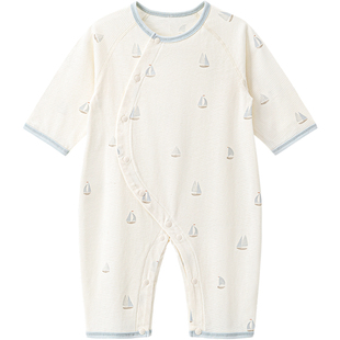 婴幼儿连体衣夏季薄款长袖哈衣爬爬服网眼透气男女宝宝居家空调服