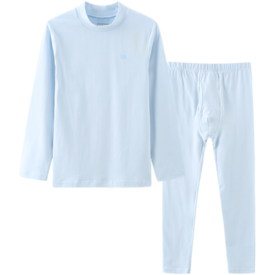 舒雅男童棉质半高领保暖内衣套装