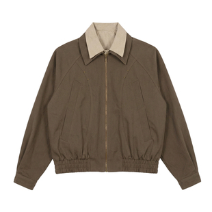 Hualun男士今年爆款外套男款翻领假两件夹克男高级感痞帅休闲上衣