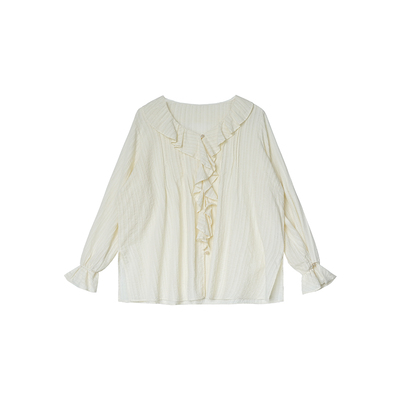 安妮森林仙气荷叶气质棉质上衣