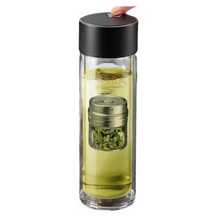 宝选茶杯磁吸茶水分离杯子2024男新款办公温显双层磁弹泡茶玻璃杯
