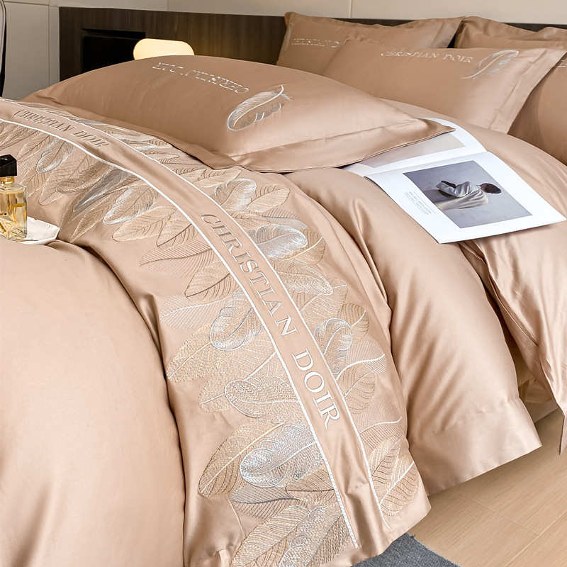 高级感200支长绒棉纯棉四件套全棉四季被套床单轻奢简约床上用品4