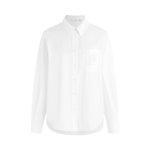 Navigare意大利小帆船2026春季纯棉休闲翻领女士白色长袖衬衫上衣