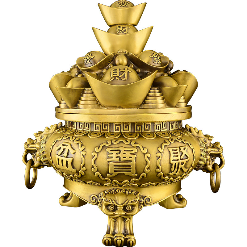 黄铜聚宝盆铜器客厅摆件