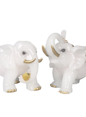 树脂入伙礼物新中式酒柜大象摆件