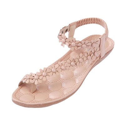 波西米亚沙滩碎花平跟女式凉鞋