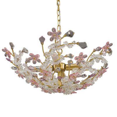 法式黄铜卧室彩色水晶吊灯客厅