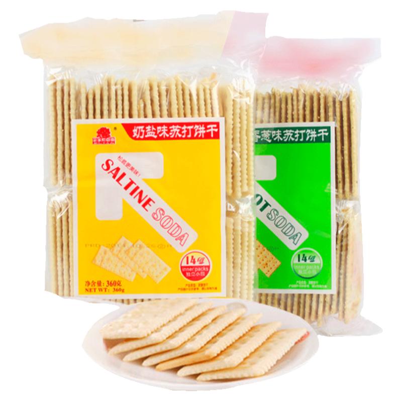 果子町 园道苏打饼干360g*5包菓子町奶盐香葱味咸味梳打零食食品