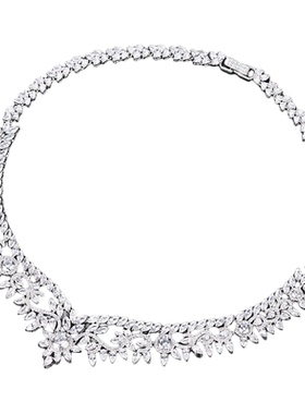 法式复古新娘V领花朵锁骨链