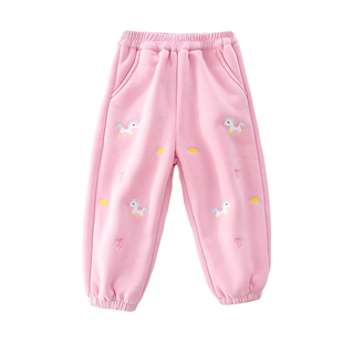 女童加绒加厚裤子秋冬新款宝宝羊羔绒卫裤儿童冬季厚绒保暖休闲裤