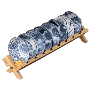 青花斗笠杯茶杯含杯架礼盒送礼茶具陶瓷复古茶碗中式茶盏品茗杯