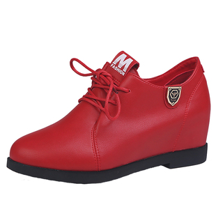 鞋子女四季单鞋韩版百搭系带内增高超火运动鞋英伦休闲防滑小皮鞋