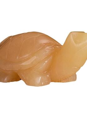 天然米黄玉小乌龟动物装饰鱼缸手把件玩玄关小摆件寿龟玉石小乌龟