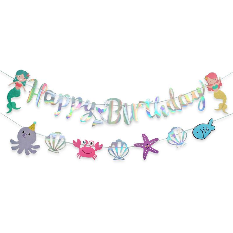 韩系ins风儿童生日派对背景墙布置拉旗挂旗装饰无纺布1周岁三角旗
