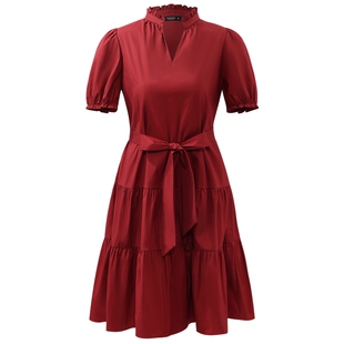 歌莉娅红色连衣裙女夏季时尚气质绝美棉布小红裙子1C4R4K0ZA