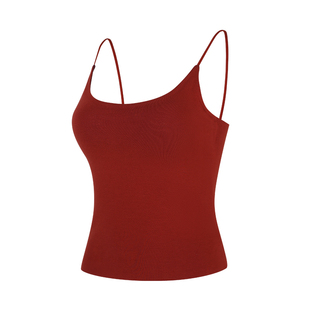 红色保暖背心女带胸垫秋冬内搭打底上衣文胸一体吊带2025新款外穿