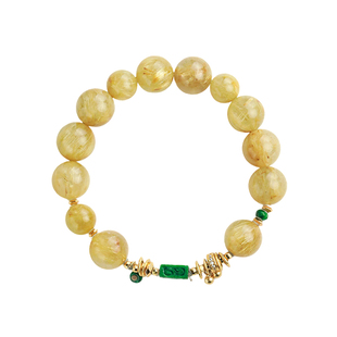 巴西新款上市火树银花满发级金发晶水晶手链女款辣绿翡翠钛晶手串