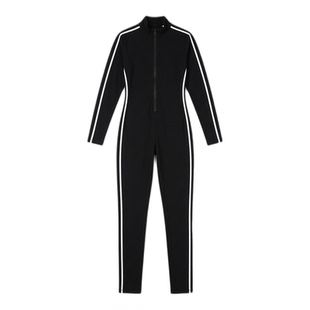 Long-sleeved slim-fitting jumpsuit女士长袖拉链高龄修身连体裤