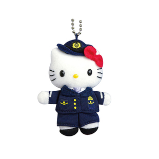 日本hellokitty正版女警凯蒂猫哈喽kt猫公仔玩偶毛绒包包挂件挂饰
