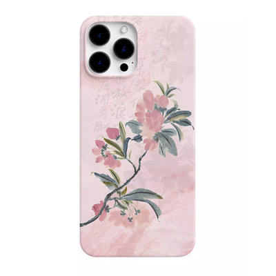 意境粉色桃花~残红尚有三千树不及初开一朵鲜新中式用于苹果15/14/13小米14/vivoiqoo11华为mate60pro菲林壳