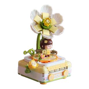 费米盒子肉肉酱留声机拼装积木玩具潮玩礼物女孩子精美桌面摆件