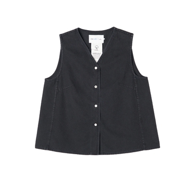 klee klee2026早春新款女装环保棉薄黑牛仔马甲气质上衣K0261VE11