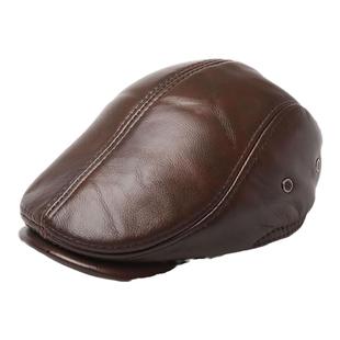 皮帽子男士帽子鸭舌帽保暖带护耳 真皮头层牛皮海宁皮帽真皮男帽