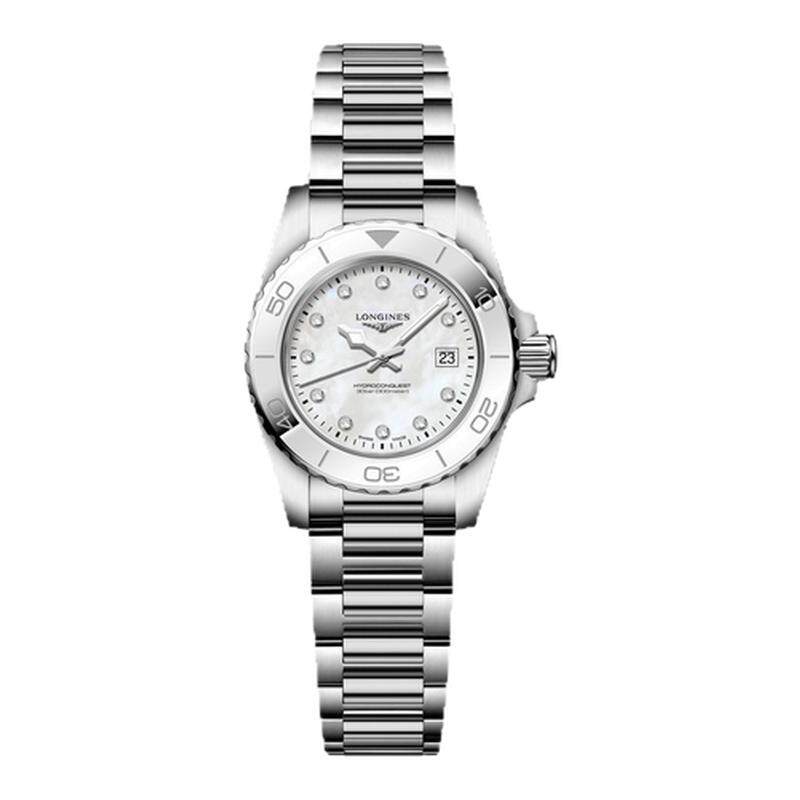 【新品】Longines浪琴康卡斯潜水系列女士手表石英机芯腕表镶钻