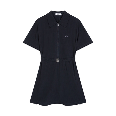 LILY收腰短袖女装拉链连衣裙