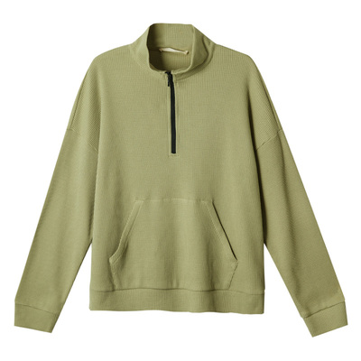 铜牛华夫格半开领女居家长袖衫