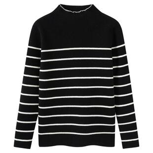 【商场同款】森马儿童毛衫2025新款半高领打底衫冬条纹针织衫女童