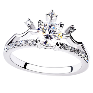 在逃公主皇冠加冕IGI人工培育钻石戒指女18K金50分1克拉钻戒小众