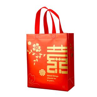 结婚礼品袋红色喜糖喜烟订婚提亲无纺布手提袋伴手礼回礼袋喜袋子