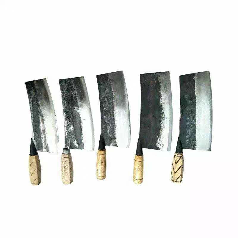 手工锻打永康铁刀老款家用菜刀切片刀肉片刀木柄夹钢刀厨用刀具