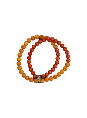 925纯银南红玛瑙琥珀蜜蜡珠珠手链国风新中式设计感双层手串首饰