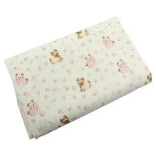 米黄色底卡通小狗印碎花府绸纯棉布料 服装连衣裙童装睡衣diy面料