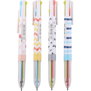 晨光四色圆珠笔彩色按压式多色0.5mm多功能0.7一笔一体多用4色油笔双色按动中性笔合一多种颜色的可爱米菲兔