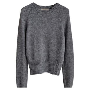 秒发!韩国设计师pretty young thing下摆开叉羊毛针织毛衣