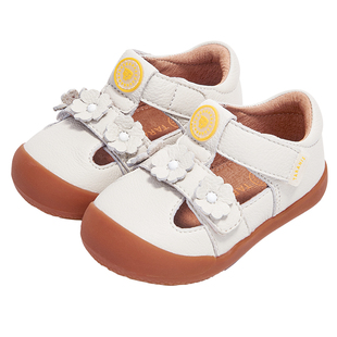 泰兰尼斯童鞋春季新款牛皮步前鞋赤足鞋公主鞋宝宝皮鞋女童宝宝鞋