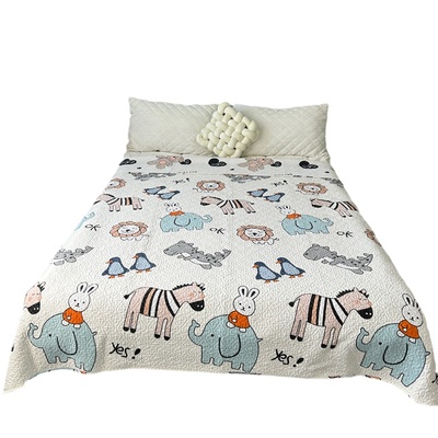 双面用纯棉防滑夹棉床单床盖单件