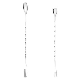 304不锈钢吧勺商用搅拌勺子鸡尾酒调酒棒咖啡奶茶长柄勺巴勺吧匙