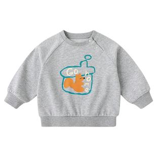 嘟嘟家男童卫衣红色宝宝长袖上衣儿童春装女童内搭春季新款亲子装