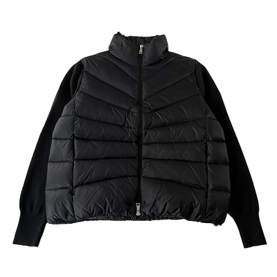 羊毛针织拼接羽绒服马甲立领