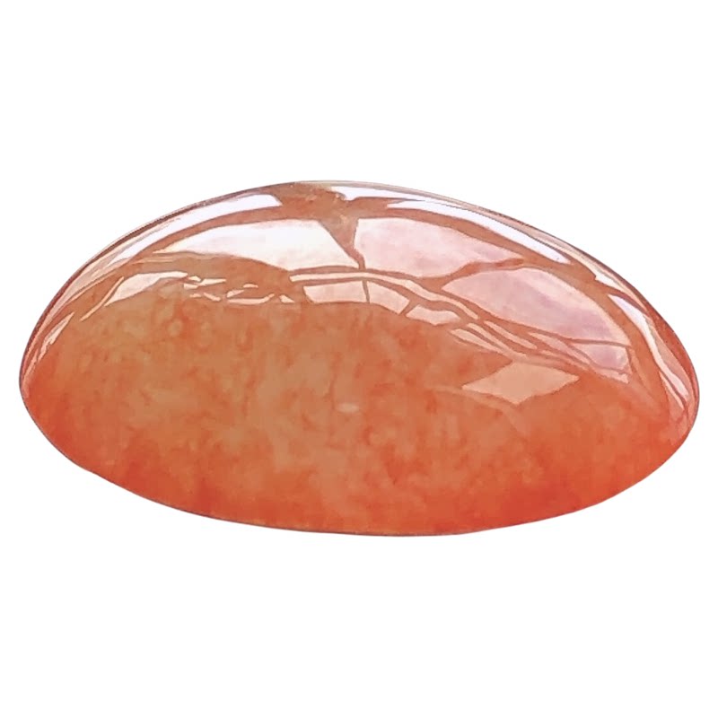 缅甸翡翠A货红翡饱满蛋面带证