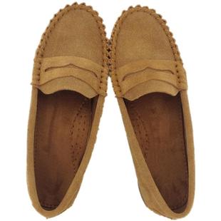 豆豆鞋女真皮平底软底新款时尚秀气妈妈简约工作外贸上班族乐福鞋