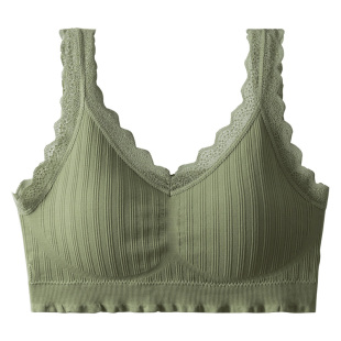 抹胸背心式无钢圈内衣女蕾丝性感小胸加厚美背吊带内搭运动文胸罩