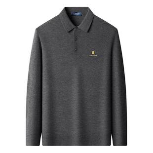 [绵羊毛/桑蚕丝]梦特娇秋冬装男士Polo衫纯色羊毛衫针织毛衣保暖J